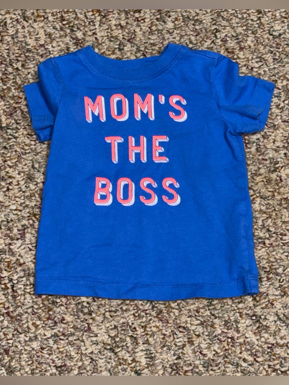 Kids boys 9 months shirt Blue "Mom's The Boss" Graphic Tee